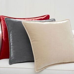 New Pottery Barn Retired Washed Velvet Pillow Cover, 24”, Alloy Gray, 2017
